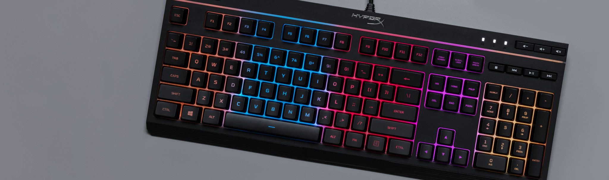 Bàn phím cơ Kingston HyperX Alloy Origins Core RGB Aqua Switch Black (HX-KB7RDX-US) có thể điều chỉnh đèn cho 5 vùng khác nhau